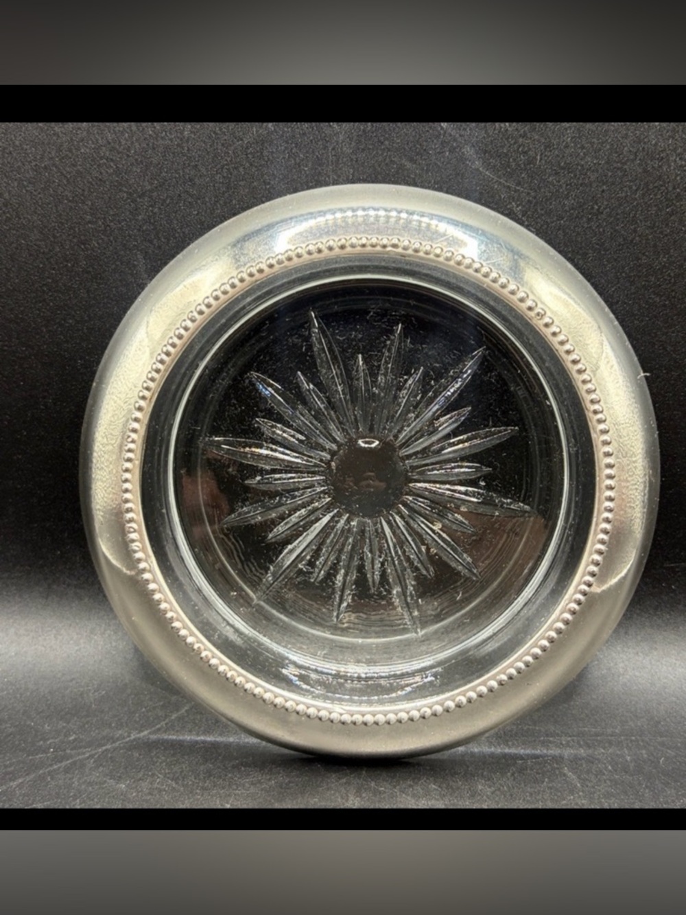 Frank M. Whiting Co. Sterling Silver Glass Vintage Trinket Dish Ashtray Coaster